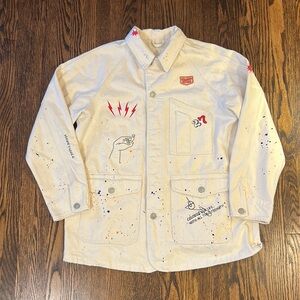 Uncle Fu Jean Jacket with Paint Splatters Senior Cords Chinese Streetwear